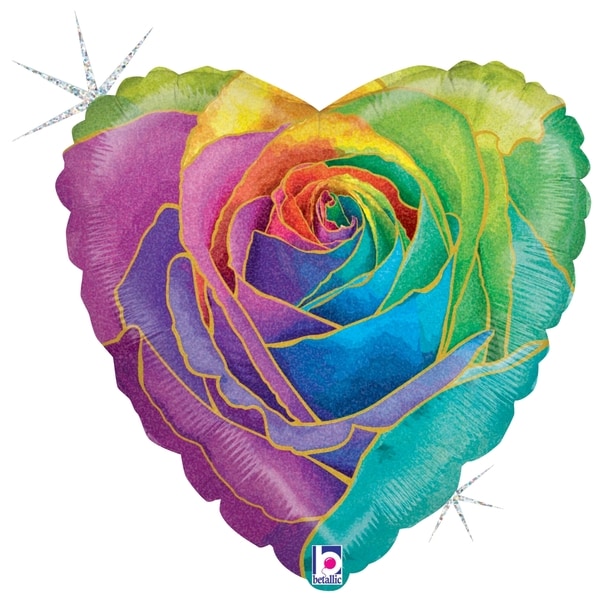 Rainbow Rose Glitter Mylar, 21MYL-007 (local dlv only)